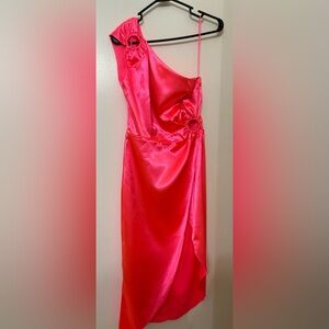 French Connection Adaline Satin One Shoulder Midi Dress